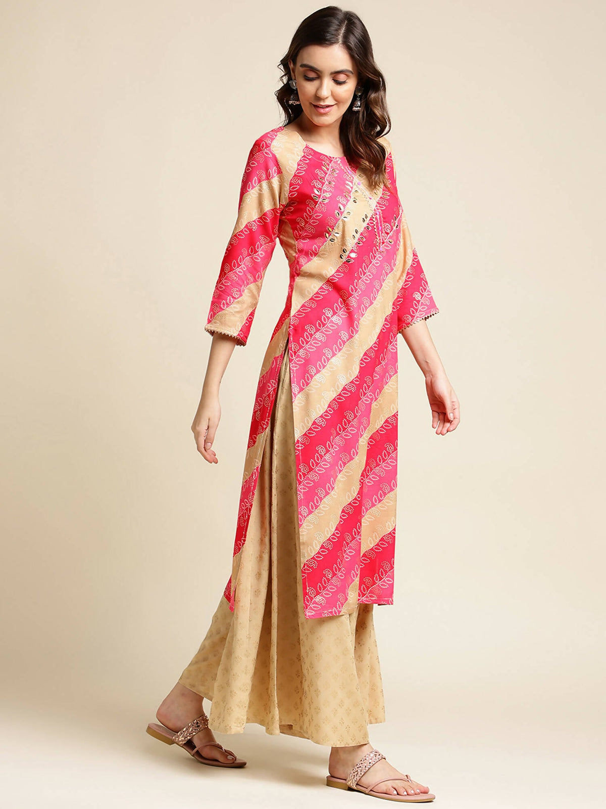Pink Rayon Floral Printed Straight Fit Kurta - Prasuti | Grocsy