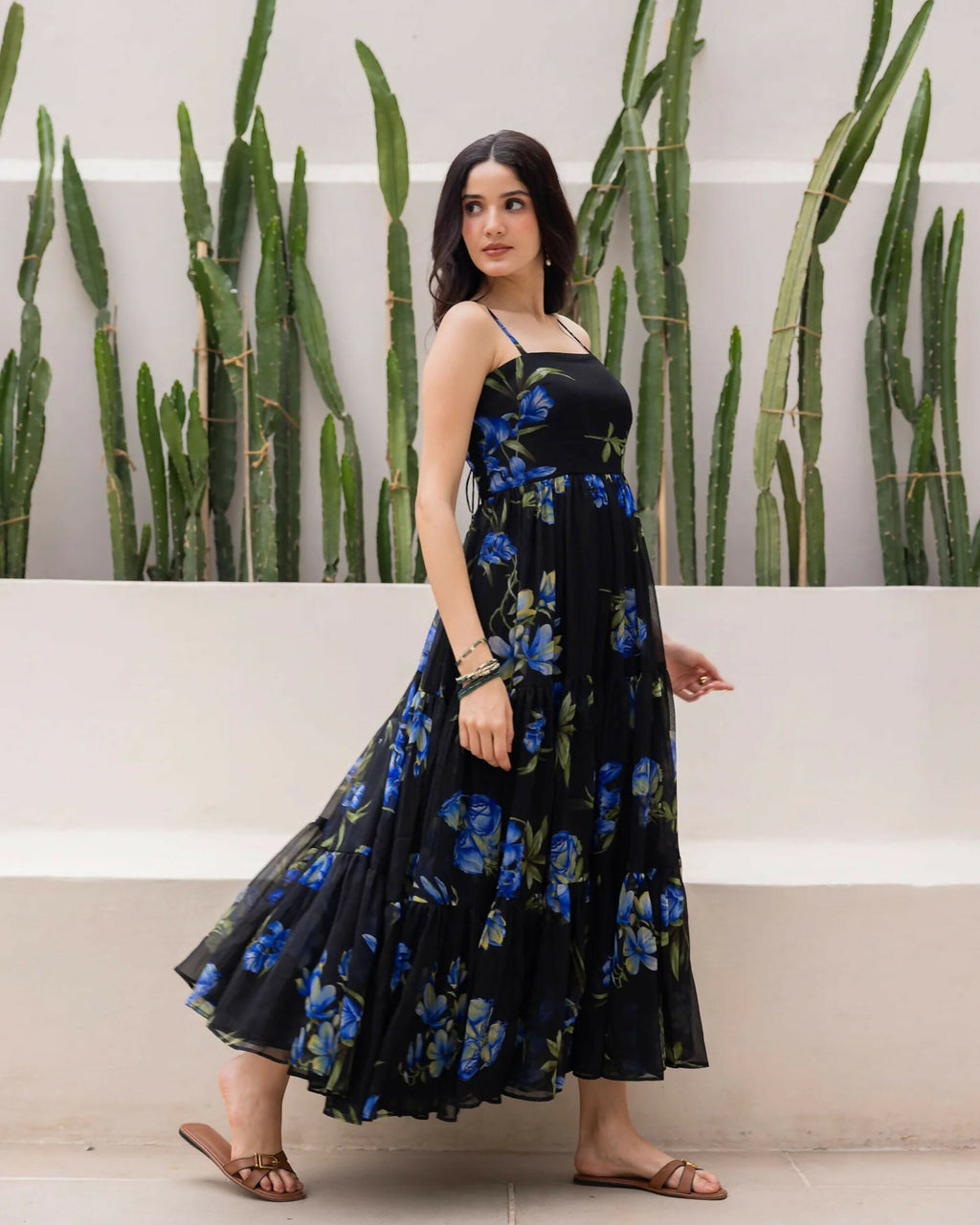 Aayaa Designer crape hand work Multi indo western - Black | Grocsy