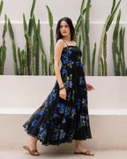 Aayaa Designer crape hand work Multi indo western - Black | Grocsy