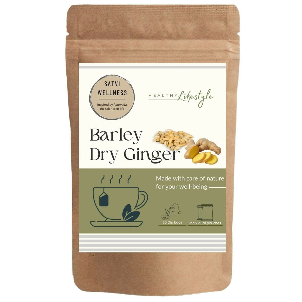 Satvi Wellness Barley Ginger Tea | Barley Seed With Ginger Herbal Tea Bags | Grocsy