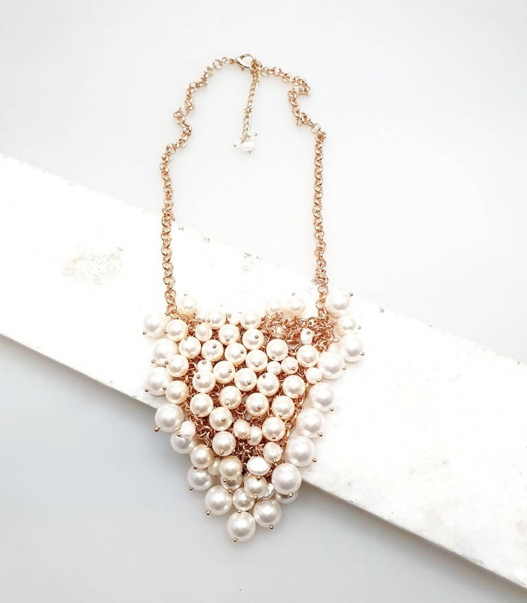 Bling Accessories Baroque & Swarovski Glass Pearls Cluster Necklace | Grocsy