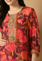 Joban Fashion Red Maslin Kurta Set | Grocsy