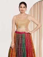 Joban Fashion Rose Gold Sequin Padded Blouse With Square Neck Sleeveless | Grocsy