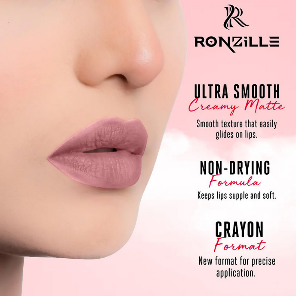 Ronzille Long Stay Matte Lip Crayon - Raspberry Rose | Grocsy