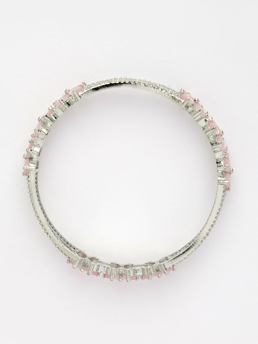 NVR Women's Set of 2 Silver-Plated American Diamond Handcrafted Bangles