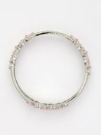 NVR Women's Set of 2 Silver-Plated American Diamond Handcrafted Bangles