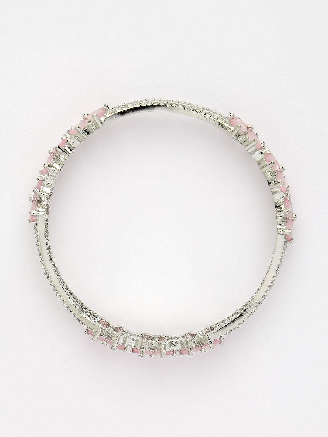 NVR Women's Set of 2 Silver-Plated American Diamond Handcrafted Bangles