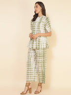 Janasya Women's Off White Cotton Tie & Dye Casual A-line Co-ords | Grocsy