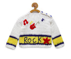 Chutput Kids White Coloured Solid Pullover with ROCK Detail | Grocsy