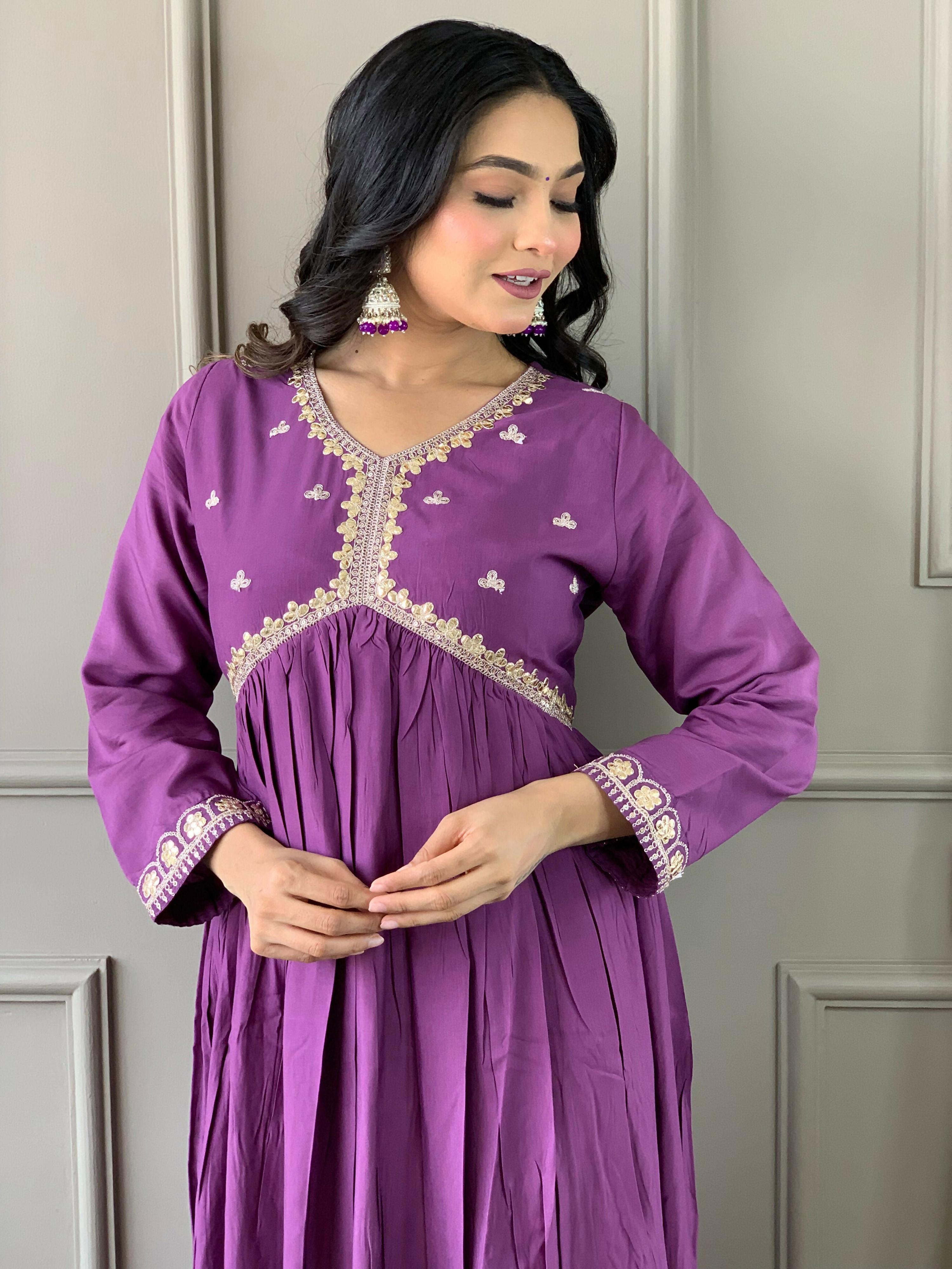 Partywear Designer BSY Viscose Purple Stitched Suit With Dupatta - Tanisha | Grocsy