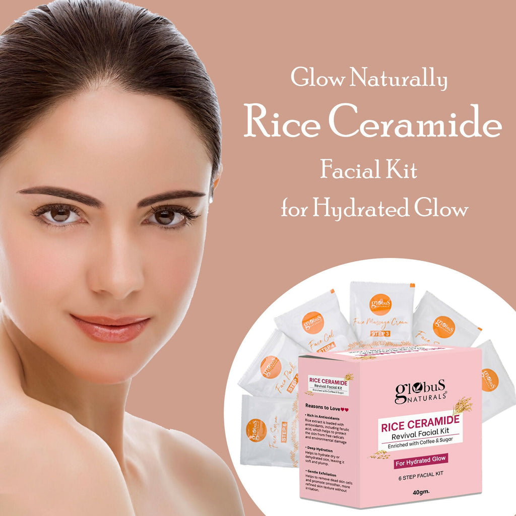 Globus Naturals Rice Ceramide 6 Step Facial Kit For Korean Glass Skin | Grocsy