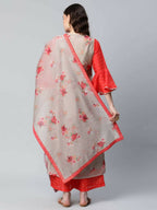 Ahalyaa Womens Chiku Chanderi Printed Kurta Palazzo Set | Grocsy