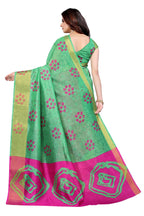 Vamika Ethnic Fire Pink Jari Border Linen Saree | Grocsy