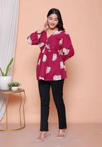 Miravan Womens Magenta Animal Print Butterfly Top | Grocsy