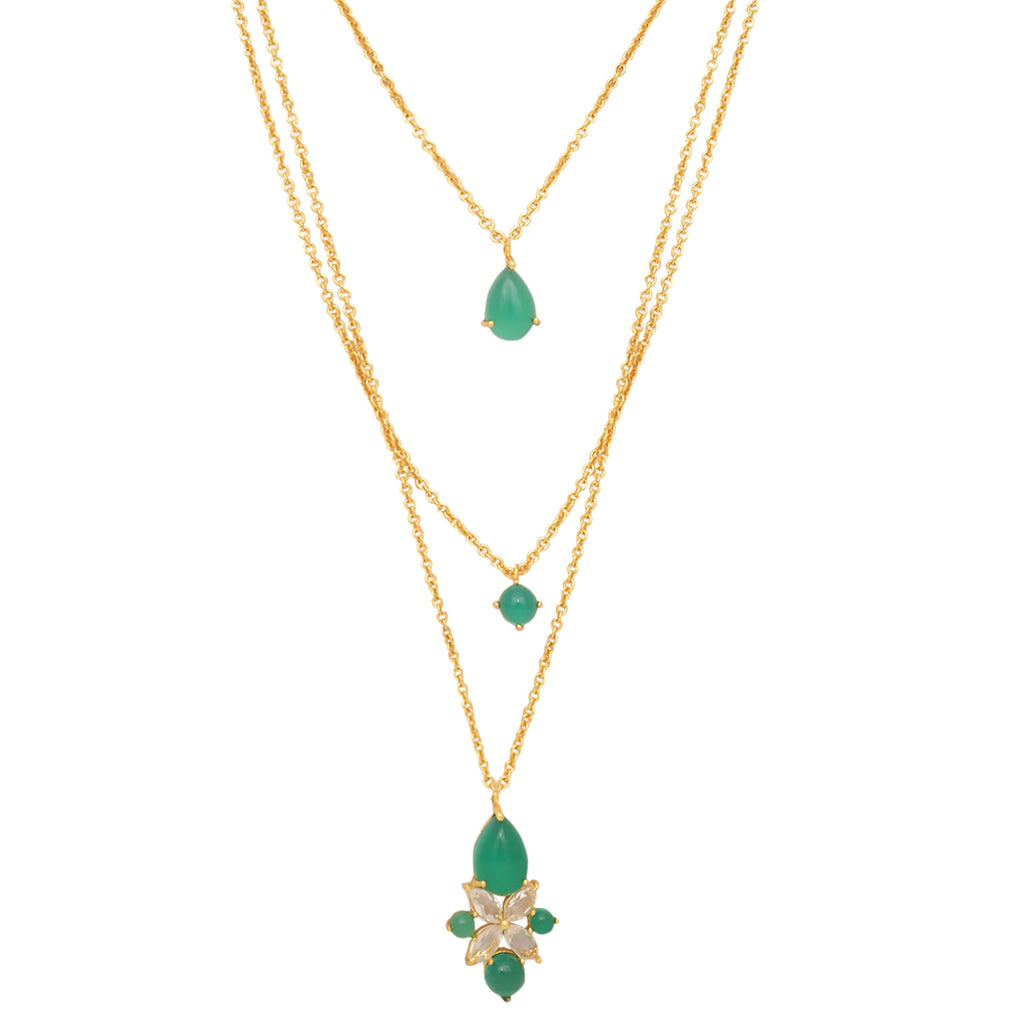 Nuyug 18k Trio Pendant Gold Anti Tarnish Necklace | Grocsy