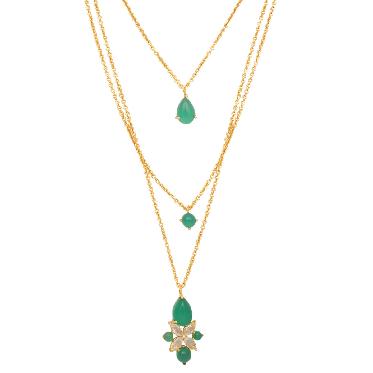 Nuyug 18k Trio Pendant Gold Anti Tarnish Necklace | Grocsy