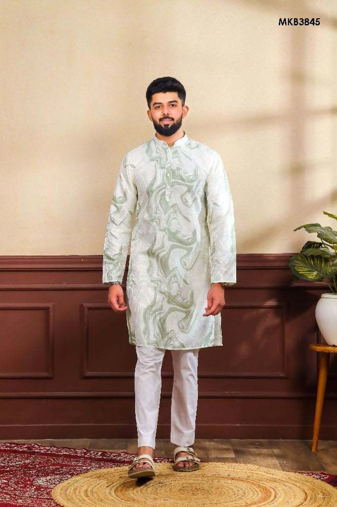 Green Art Silk Digital Printed, Embroidery Work Kurta Set - Mahotsav | Grocsy