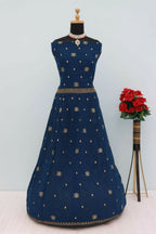 Vastranavya Teal Georgette Embroidered Sequins Work Anarkali Style A Line Suits | Grocsy
