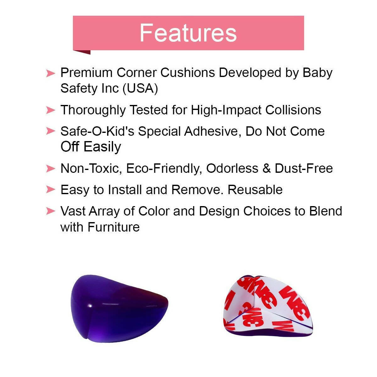 Safe-O-Kid Tear Drop Colorful Corner Caps, Purple For Kids Protection | Grocsy