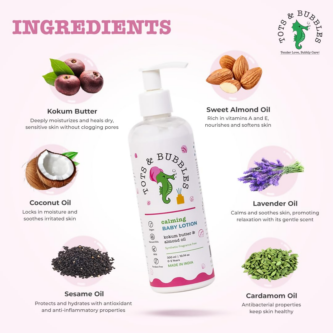 Tots & Bubbles Calming Baby Body Lotion with Kokum Butter & Sweet Almond Oil | Grocsy