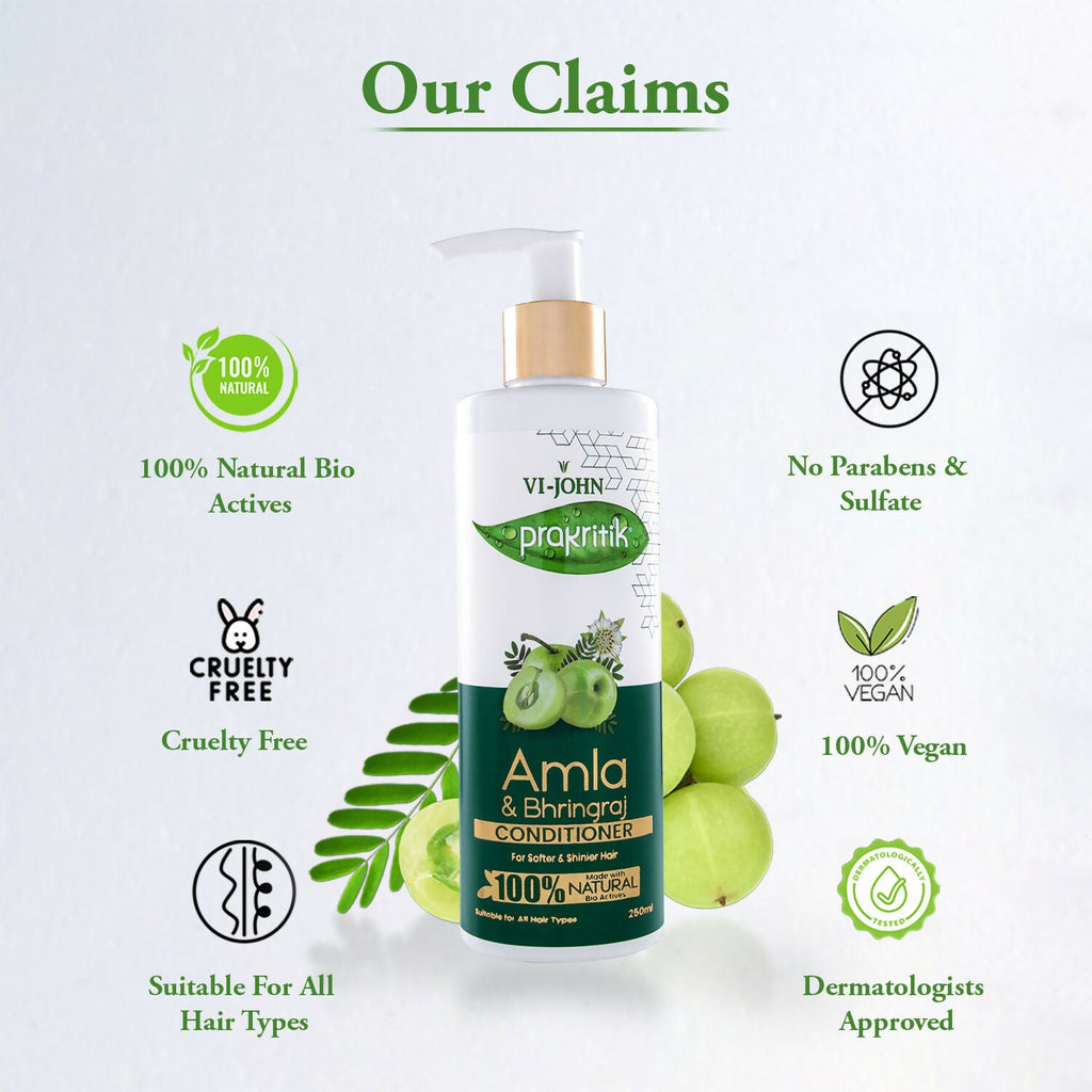 VI-JOHN Prakritik Amla & Bhringraj Conditioner, Vitamin C for deep-rooted care,100% Bio Actives | Grocsy