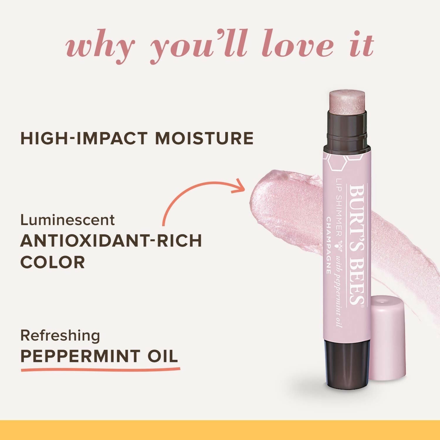 Burt's Bees 100% Natural Moisturizing Lip Shimmer - Champagne | Grocsy