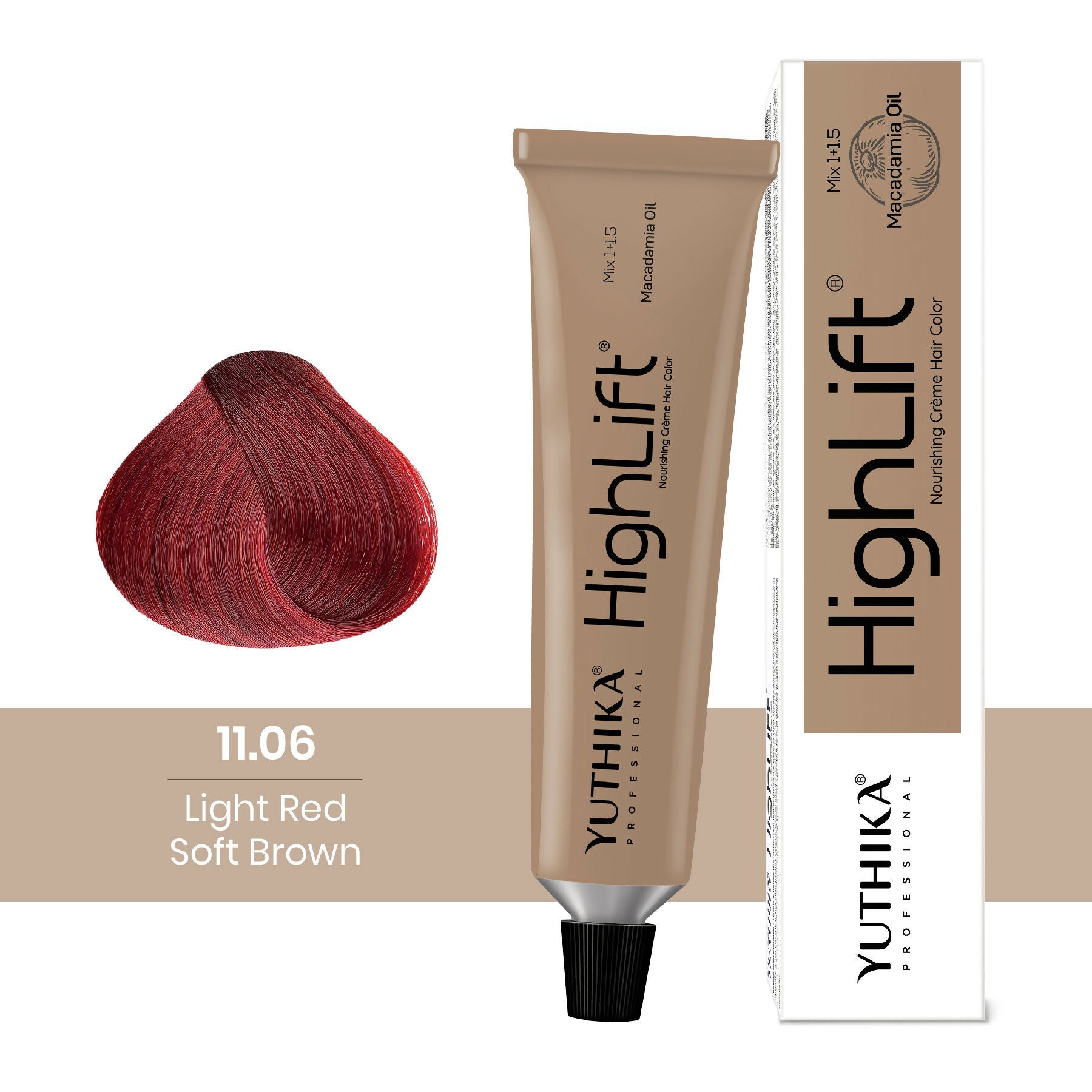 Yuthika Professional High lift Creme Hair Colour 11.06 Light Red Soft Brown | Grocsy