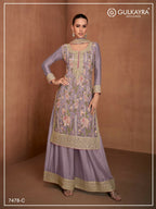 Vastranavya Lavender Heavy Star Georgette Embroidered Sequins & Mirror Work Classy Pakistani Palazzo Suit | Grocsy