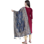 A R Silk Dark Gray Color Silk Pahadi Print Dupattas and Chunnis | Grocsy