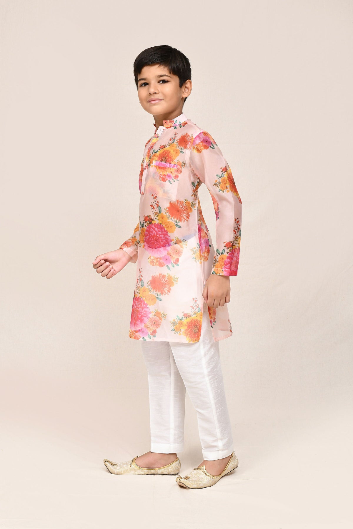 Joban Fashion Georgette Peach Kurta With Straight Fit Pant | Grocsy
