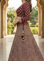 Lehenga Mart Wine Faux Georgette Designer Bollywood Style Wedding Wear Lehenga Choli | Grocsy