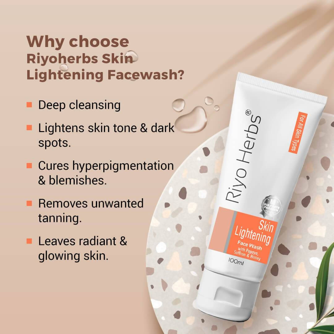 Riyo Herbs Skin Lightening Face wash With Papaya, Saffron & Honey | Grocsy