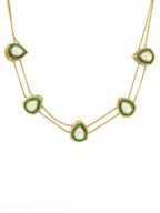 Green Meenakari Antique Finish Earrings and Drop Necklace set - Ruby Raang | Grocsy