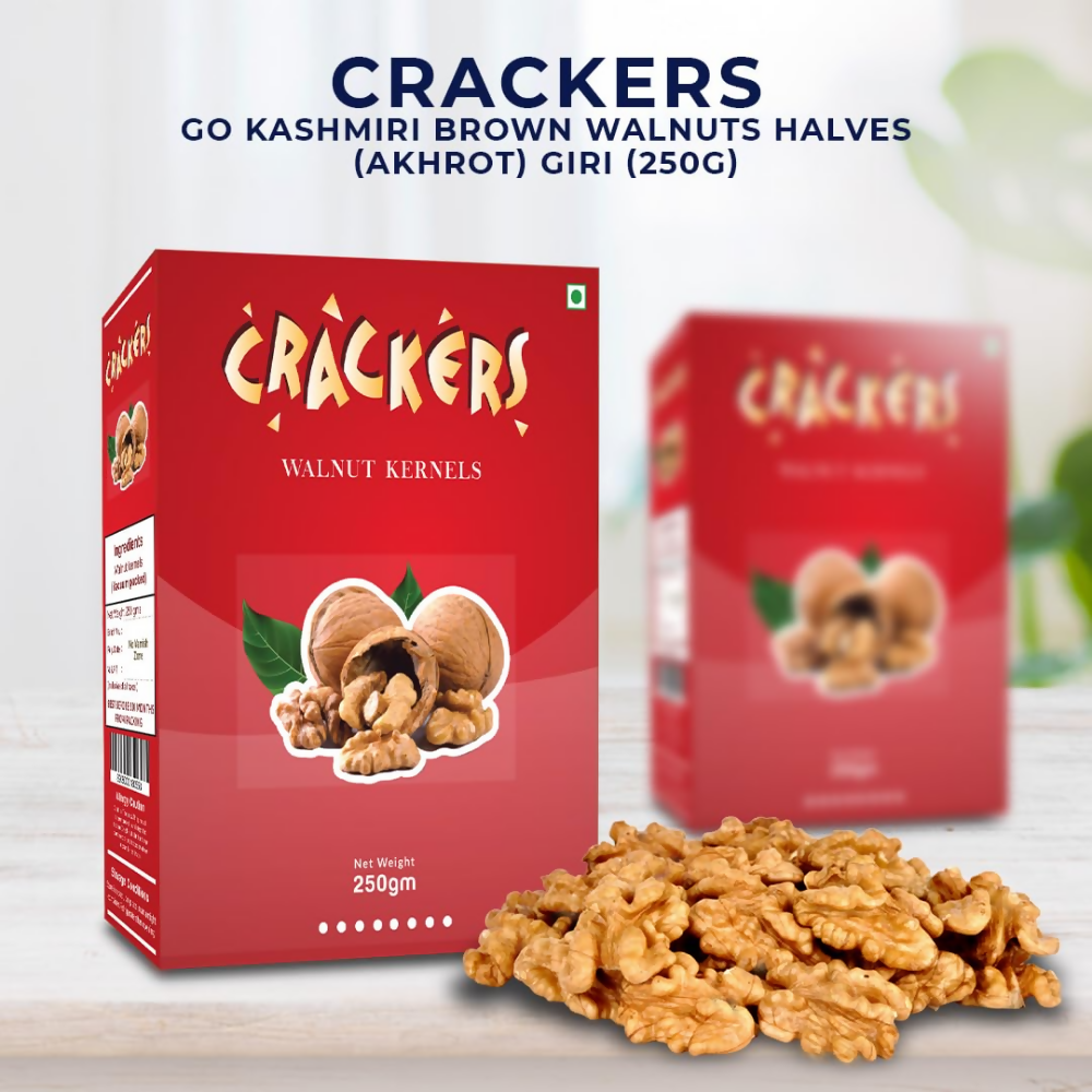 Go Crackers Kashmiri Brown Halves Dried Walnuts Kernels Without Shell | Grocsy