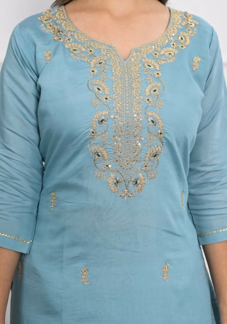 Lavender Viscose Silk Embroidery with Thread and sequence Stitched Suit With Dupatta - Tanisha | Grocsy