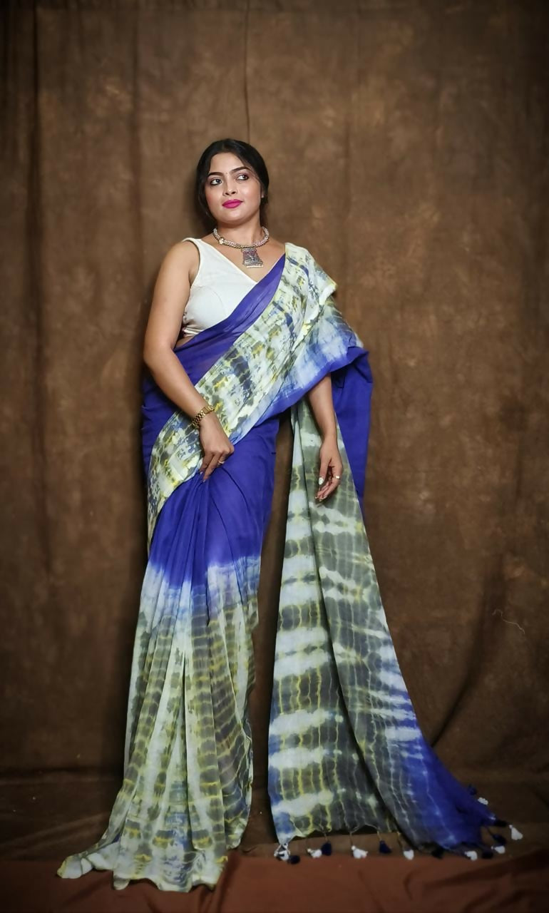 Exclusive Collection Violet Black Beautiful Super Soft Most Comfortable Pure Mul Cotton Saree | Grocsy
