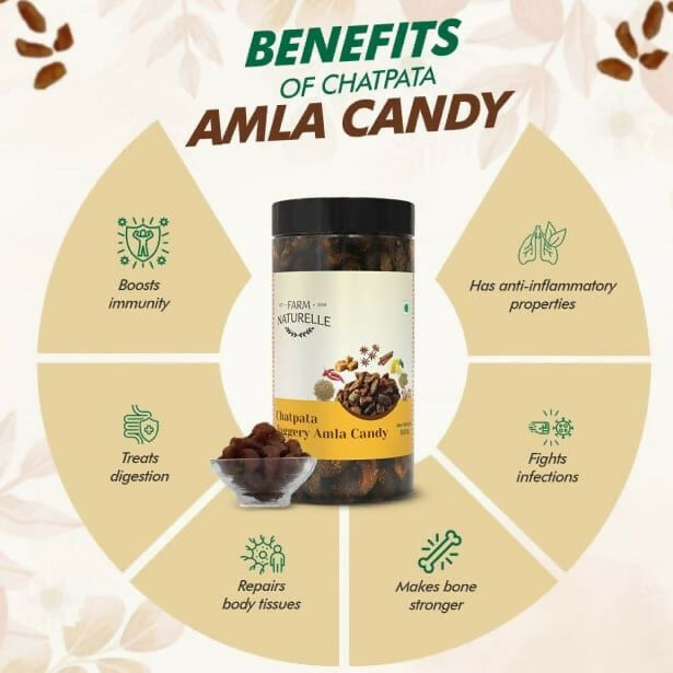 Farm Naturelle Chatpata Jaggery Amla Candy - Tangy | Grocsy