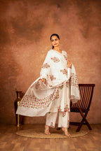 Joban Fashion Off White Pink Hand Block Printed Cotton Suit Set | Grocsy