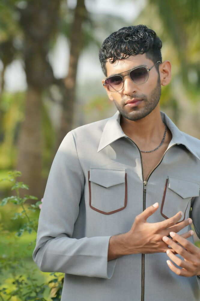 Laynox Distorted Gray Shacket by Hilo Design | Grocsy