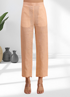Joban Fashion Coral Linen Embroidered Readymade Long Kurta With Pant | Grocsy