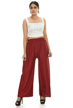 Mominos Fashion Moeza Reyon Cotton Maroon Color Chikan Work Palazzo | Grocsy