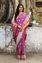 Joban Fashion Magenta Pure Katan Pure Handloom Banarasi Silk Saree | Grocsy