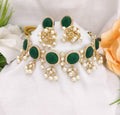 Khavi Arts Designer Pearl Choker-Green | Grocsy
