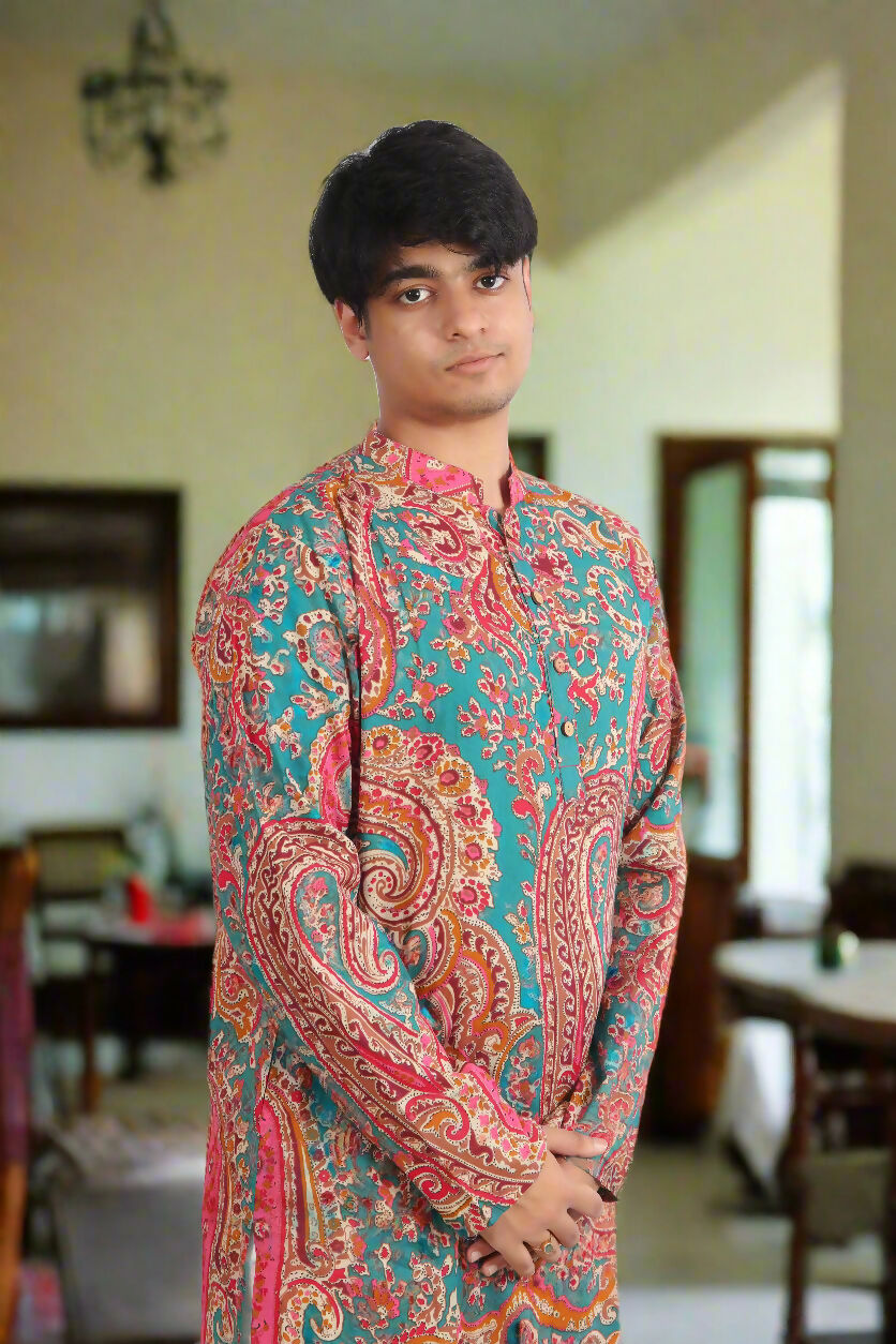 Souchii Men Pure Cotton Ethnic Motif Printed Straight Kurta | Grocsy