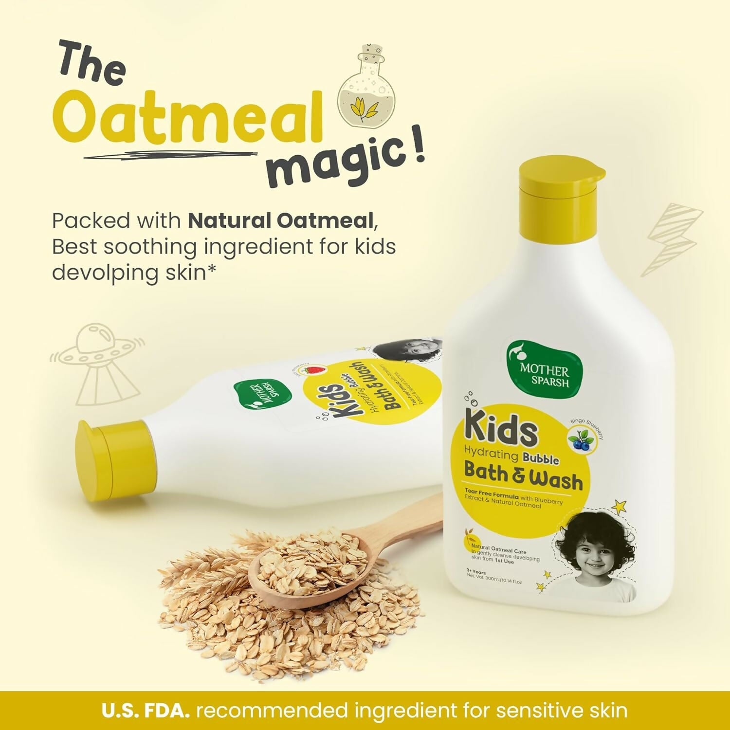 Mother Sparsh Kids & Baby Hydrating Bubble Bath & Wash for 3+ Boys & Girls | Grocsy
