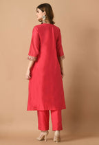 Joban Fashion Red Chanderi Kurta Set | Grocsy