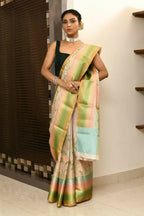 Joban Fashion Multicolor Saree Tissue Rainbow Digital Print With Embroidery | Grocsy