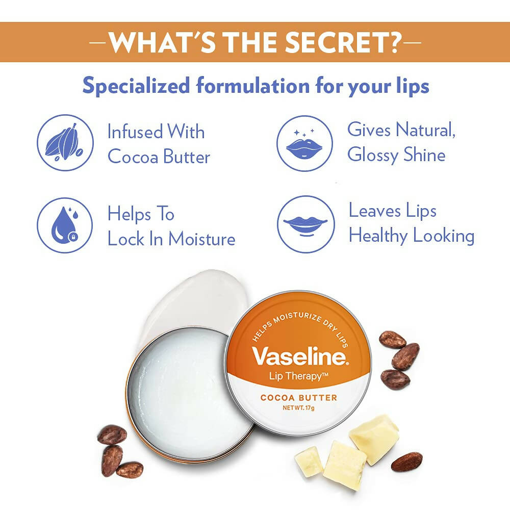 Vaseline Tin Cocoa Butter Lip Therapy | Grocsy