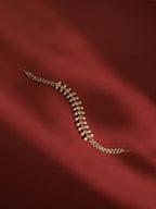 Gold-Polished White Kundan-Studded Pearl Beaded Hair Band - Ruby Raang | Grocsy