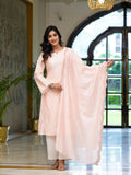 Juniper Women's Pink Thread Embroidered Viscose Kurta Palazzo And Dupatta Set With Thread & Mirror Work | Grocsy
